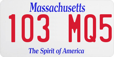 MA license plate 103MQ5