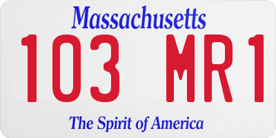 MA license plate 103MR1