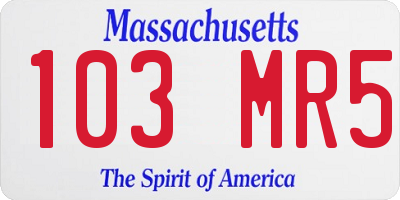 MA license plate 103MR5