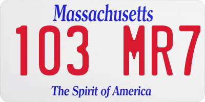 MA license plate 103MR7