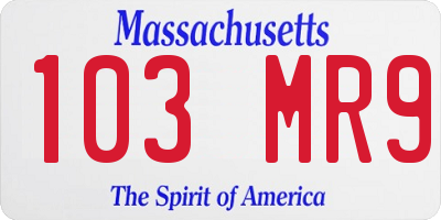MA license plate 103MR9