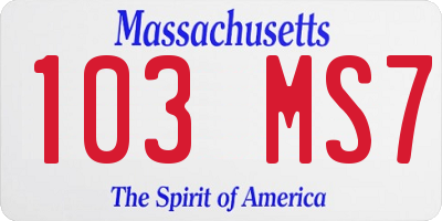 MA license plate 103MS7