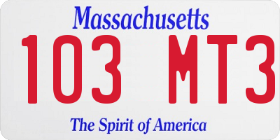 MA license plate 103MT3