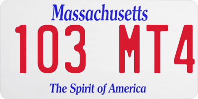 MA license plate 103MT4