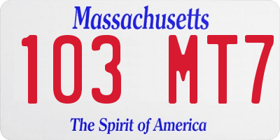 MA license plate 103MT7