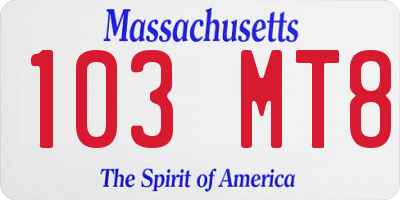 MA license plate 103MT8