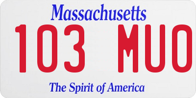 MA license plate 103MU0