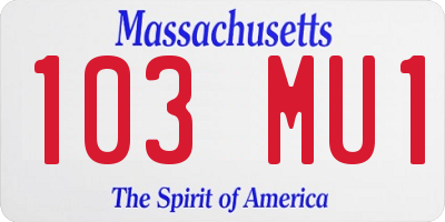 MA license plate 103MU1