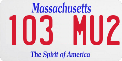 MA license plate 103MU2