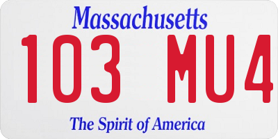 MA license plate 103MU4