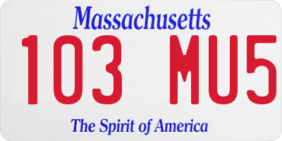 MA license plate 103MU5