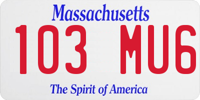 MA license plate 103MU6
