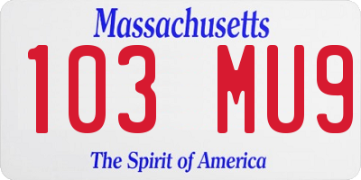 MA license plate 103MU9