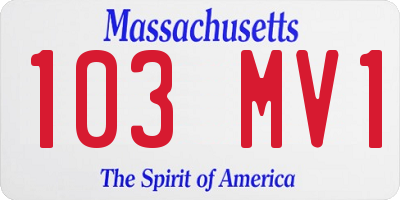 MA license plate 103MV1