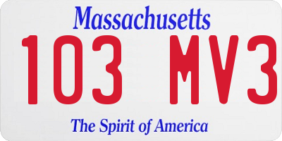 MA license plate 103MV3