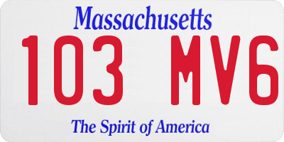 MA license plate 103MV6