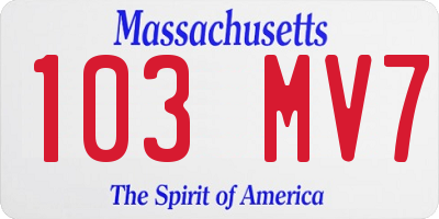 MA license plate 103MV7