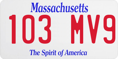 MA license plate 103MV9