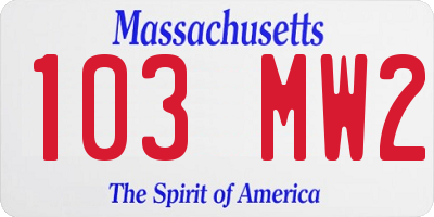 MA license plate 103MW2