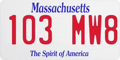 MA license plate 103MW8