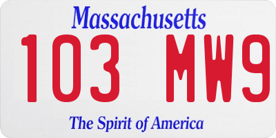 MA license plate 103MW9