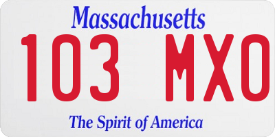 MA license plate 103MX0