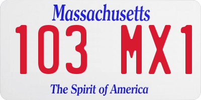 MA license plate 103MX1