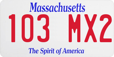 MA license plate 103MX2