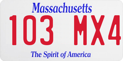 MA license plate 103MX4