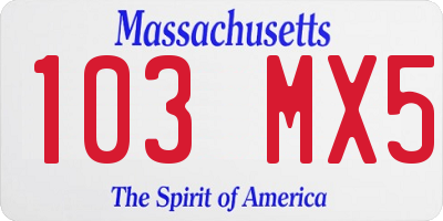 MA license plate 103MX5