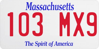 MA license plate 103MX9