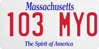 MA license plate 103MY0