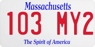 MA license plate 103MY2