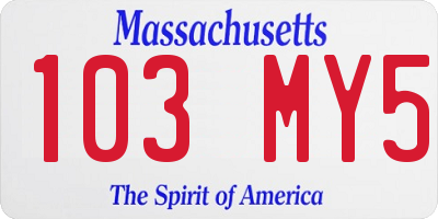 MA license plate 103MY5