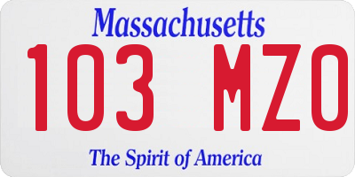 MA license plate 103MZ0