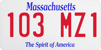 MA license plate 103MZ1