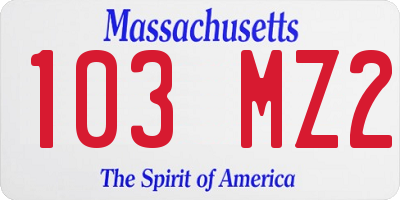 MA license plate 103MZ2