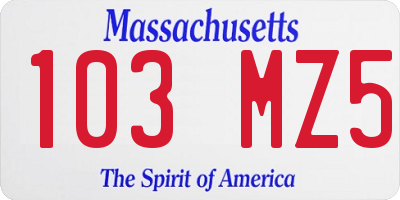 MA license plate 103MZ5