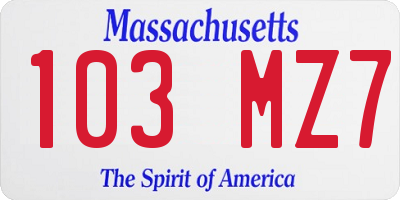 MA license plate 103MZ7