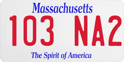 MA license plate 103NA2