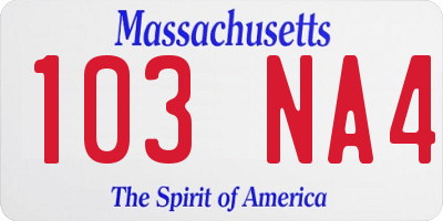 MA license plate 103NA4
