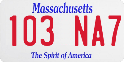 MA license plate 103NA7
