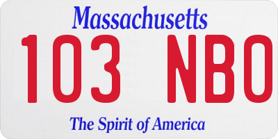 MA license plate 103NB0