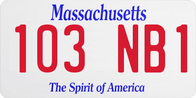 MA license plate 103NB1