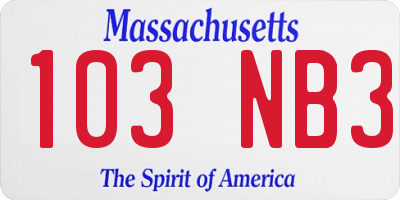 MA license plate 103NB3