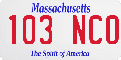 MA license plate 103NC0