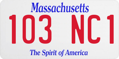 MA license plate 103NC1