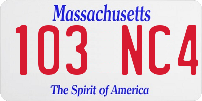 MA license plate 103NC4