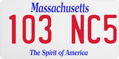 MA license plate 103NC5