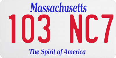 MA license plate 103NC7